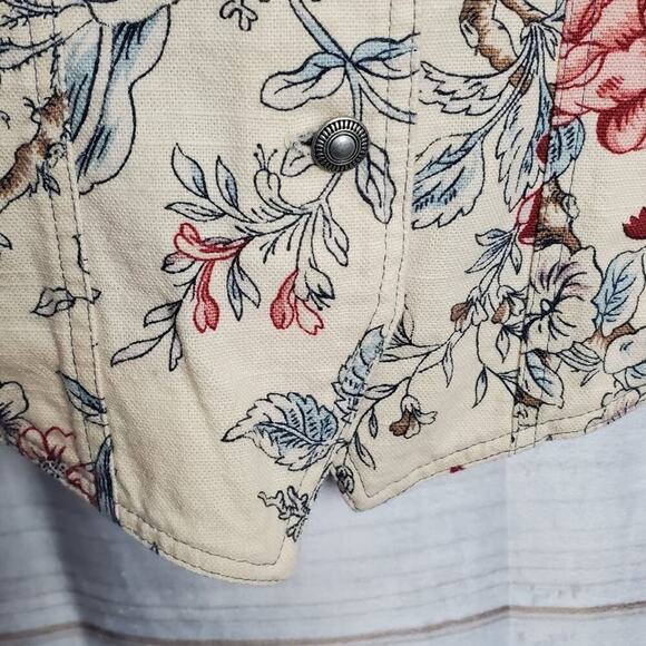 Vintage Stonebridge Blazer Womens Large Cottagecore 90s Floral Linen Preppy Boho - Picture 6 of 12
